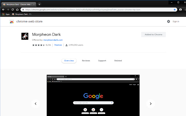 Morpheon Dark chrome谷歌浏览器插件_扩展第1张截图