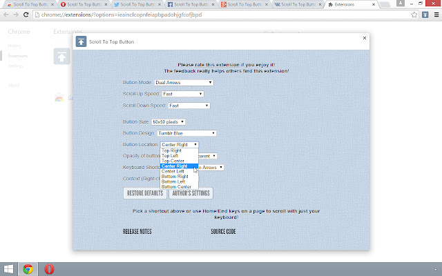 Scroll To Top Button：滑动页面到最底部、最顶部 chrome谷歌浏览器插件_扩展第3张截图