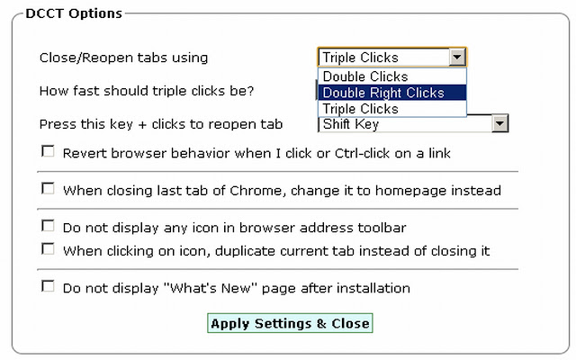 Double Click Closes Tab chrome谷歌浏览器插件_扩展第1张截图