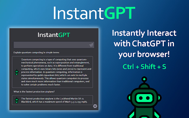 InstantGPT - ChatGPT Powered Assistant chrome谷歌浏览器插件_扩展第2张截图
