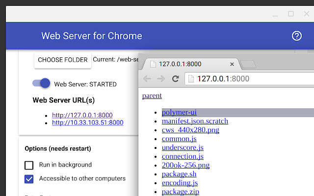 Web Server for Chrome chrome谷歌浏览器插件_扩展第1张截图