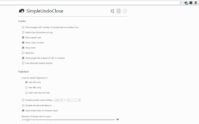 SimpleUndoClose chrome谷歌浏览器插件_扩展第2张截图