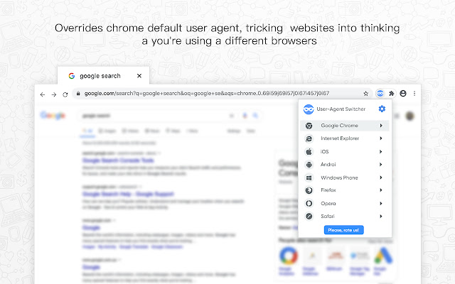 User-Agent Switcher chrome谷歌浏览器插件_扩展第1张截图