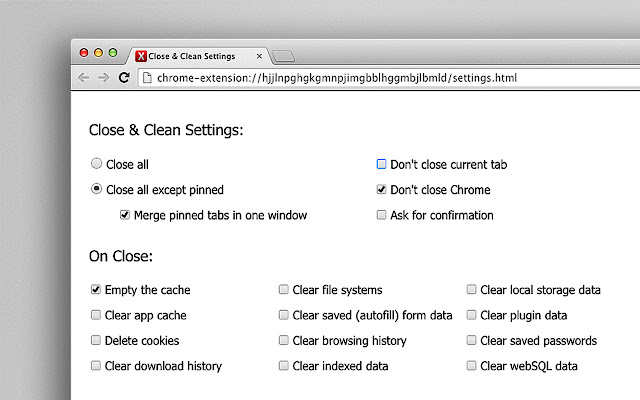 Close & Clean chrome谷歌浏览器插件_扩展第2张截图