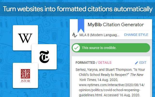 MyBib: Free Citation Generator chrome谷歌浏览器插件_扩展第2张截图