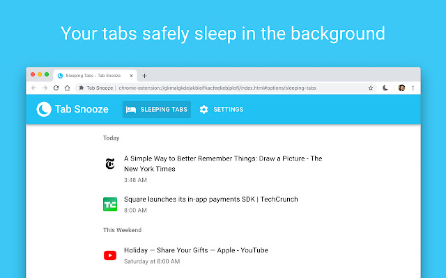 Tab Snooze chrome谷歌浏览器插件_扩展第2张截图