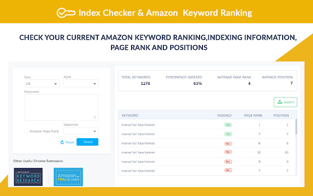 Amazon Keyword Ranking & Index Checker chrome谷歌浏览器插件_扩展第3张截图