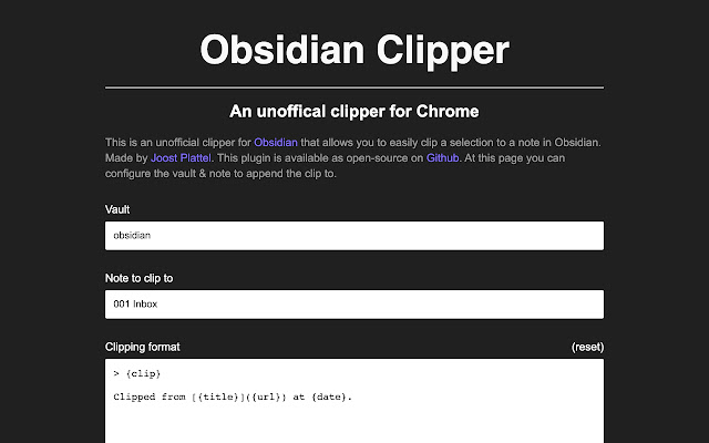Obsidian Clipper chrome谷歌浏览器插件_扩展第1张截图
