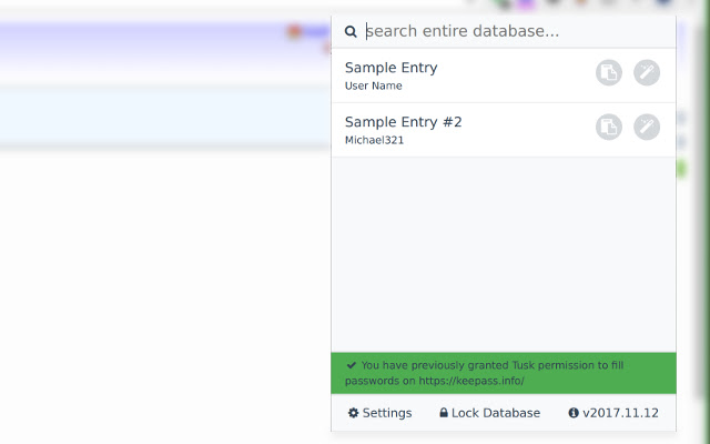 KeePass Tusk - Password Access and Autofill chrome谷歌浏览器插件_扩展第2张截图