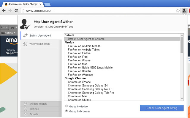 Http User-Agent Switcher chrome谷歌浏览器插件_扩展第2张截图
