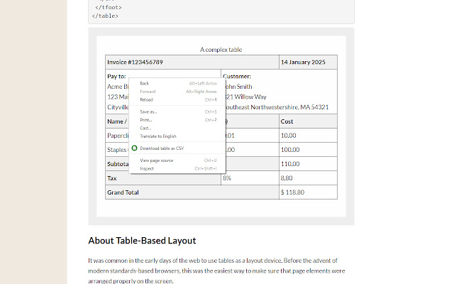 Download table as CSV chrome谷歌浏览器插件_扩展第1张截图