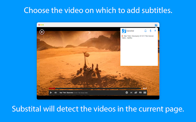 Substital: Add subtitles to videos and movies chrome谷歌浏览器插件_扩展第2张截图