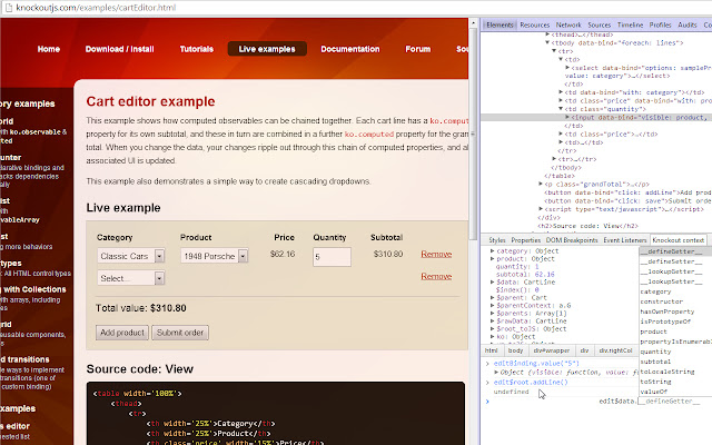 Knockoutjs context debugger chrome谷歌浏览器插件_扩展第3张截图