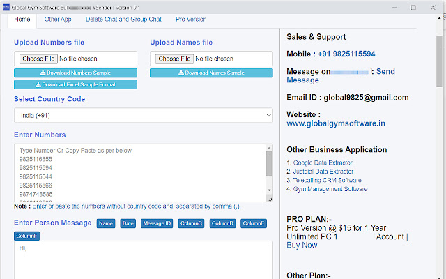 Free Bulk Whatsapp Sender Global Gym Software chrome谷歌浏览器插件_扩展第1张截图
