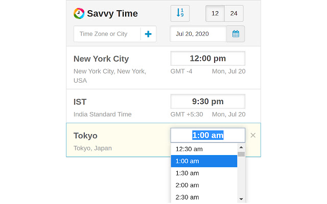 Time Zone Converter - Savvy Time chrome谷歌浏览器插件_扩展第2张截图