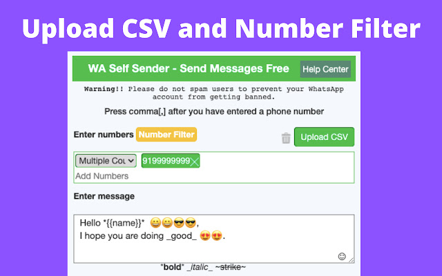 WA Self Sender - Send Messages Free chrome谷歌浏览器插件_扩展第5张截图