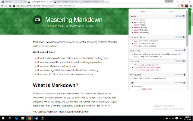 Markdown Cheatsheet chrome谷歌浏览器插件_扩展第1张截图
