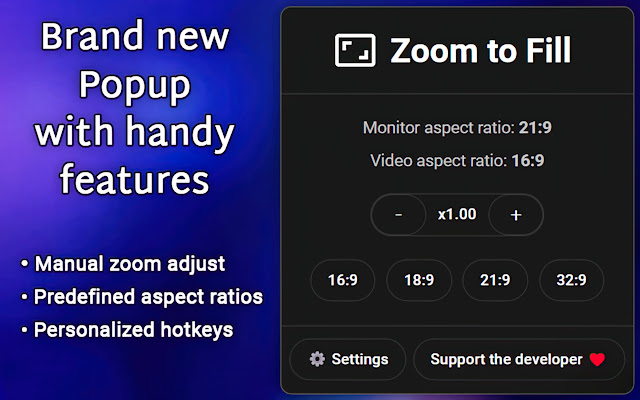 Zoom to Fill - Ultrawide Video chrome谷歌浏览器插件_扩展第5张截图