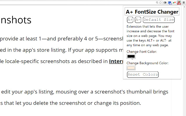 A+ FontSize Changer Lite chrome谷歌浏览器插件_扩展第1张截图