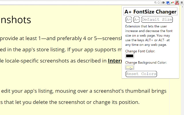 A+ FontSize Changer Lite chrome谷歌浏览器插件_扩展第2张截图