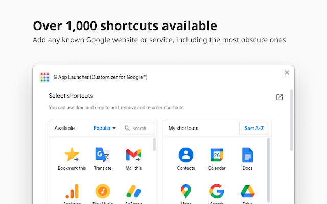 G App Launcher (Customizer for Google™) chrome谷歌浏览器插件_扩展第2张截图
