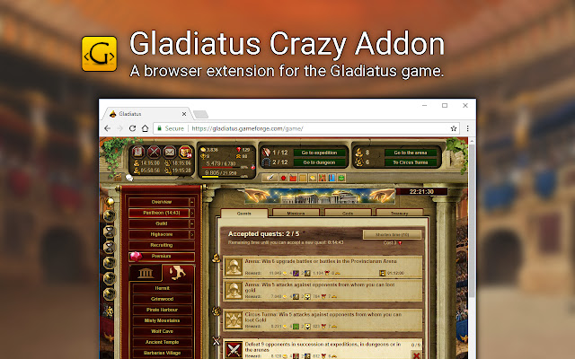 Gladiatus Crazy Add On chrome谷歌浏览器插件_扩展第4张截图