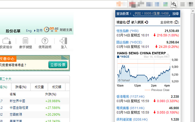 香港股票追蹤 (Hong Kong Stock Tracker) chrome谷歌浏览器插件_扩展第2张截图