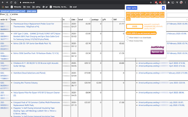 Amazon Order History Reporter chrome谷歌浏览器插件_扩展第1张截图