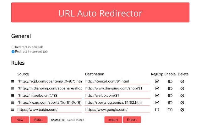 URL Auto Redirector chrome谷歌浏览器插件_扩展第2张截图