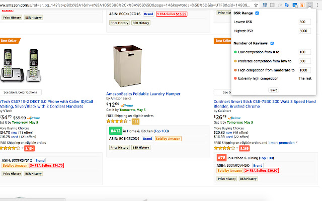 Amazon BSR & Rating Colorizer chrome谷歌浏览器插件_扩展第1张截图