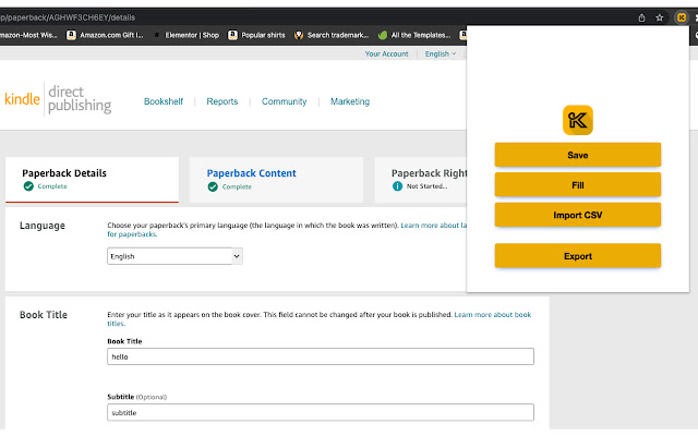 KDP Autofill chrome谷歌浏览器插件_扩展第1张截图