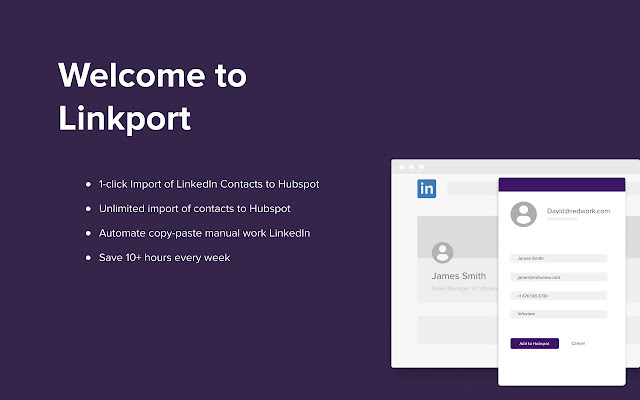 Free LinkedIn to Hubspot importer chrome谷歌浏览器插件_扩展第2张截图