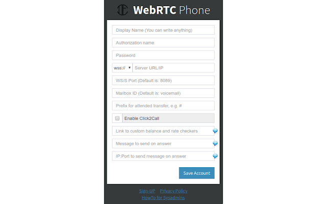 WebRTC SIP Phone with Click2Dial chrome谷歌浏览器插件_扩展第2张截图