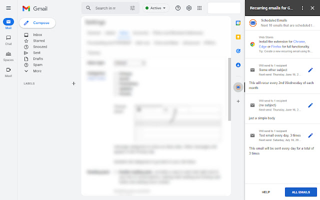 Recurring emails for Gmail chrome谷歌浏览器插件_扩展第5张截图