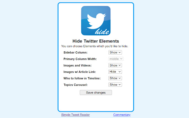 Hide Twitter Elements chrome谷歌浏览器插件_扩展第1张截图