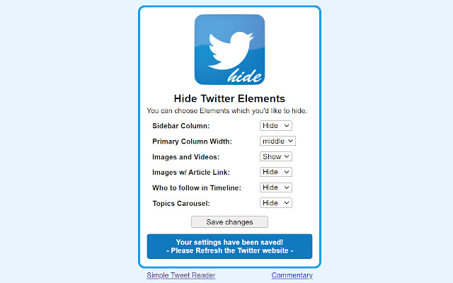Hide Twitter Elements chrome谷歌浏览器插件_扩展第2张截图