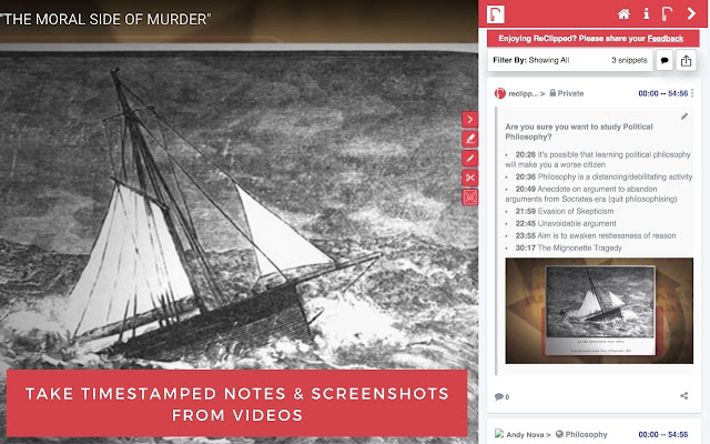 ReClipped: Take notes on YouTube & MOOCs chrome谷歌浏览器插件_扩展第2张截图