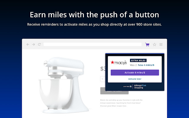 United Airlines MileagePlus® Shopping button chrome谷歌浏览器插件_扩展第1张截图