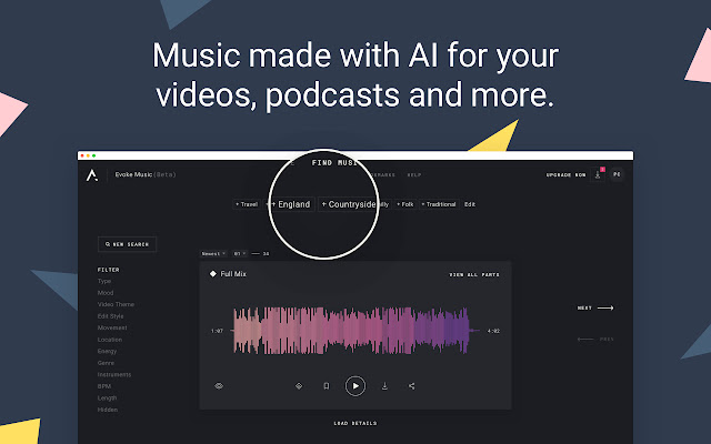 Evoke Music: Royalty free music from YouTube chrome谷歌浏览器插件_扩展第2张截图