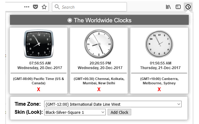 The Worldwide Clocks chrome谷歌浏览器插件_扩展第1张截图