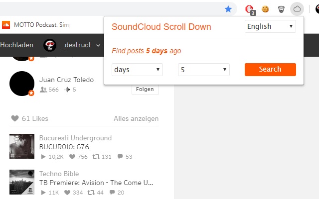 SoundCloud ScrollDown chrome谷歌浏览器插件_扩展第1张截图