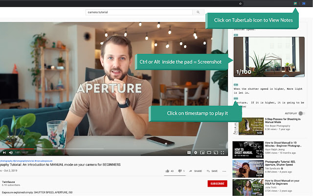 TubersLab - Youtube Notepad chrome谷歌浏览器插件_扩展第1张截图