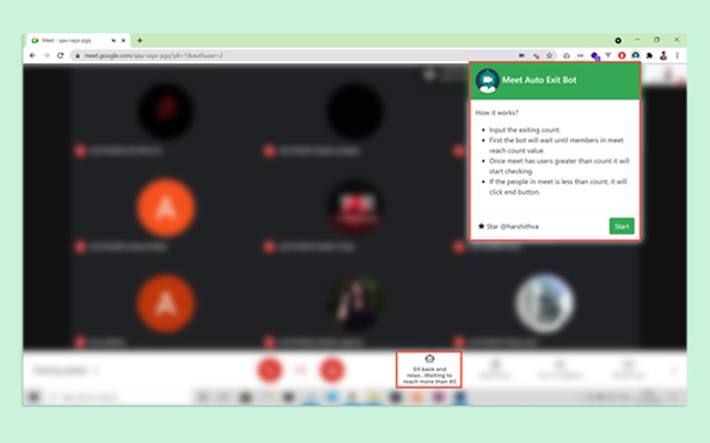 Meet Auto Exit Bot chrome谷歌浏览器插件_扩展第2张截图