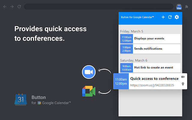 Button for Google Calendar™ chrome谷歌浏览器插件_扩展第3张截图