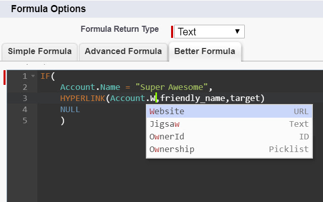 Better Salesforce formula editor chrome谷歌浏览器插件_扩展第1张截图