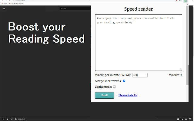 Testing Reading Speed chrome谷歌浏览器插件_扩展第1张截图