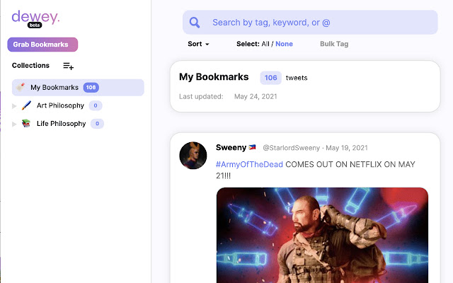 dewey. Organize & Share Twitter Bookmarks chrome谷歌浏览器插件_扩展第4张截图