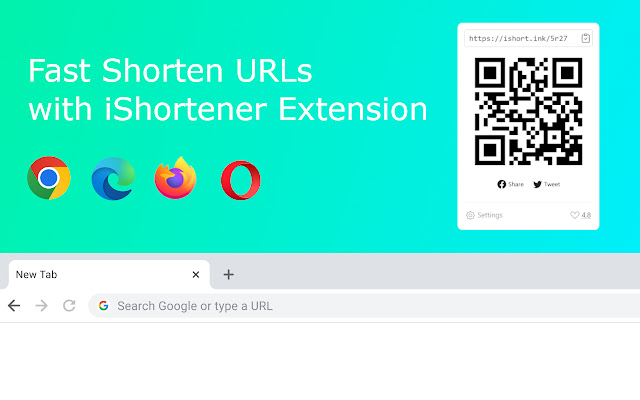 URL Shortener QR Code & Share - iShortener chrome谷歌浏览器插件_扩展第1张截图