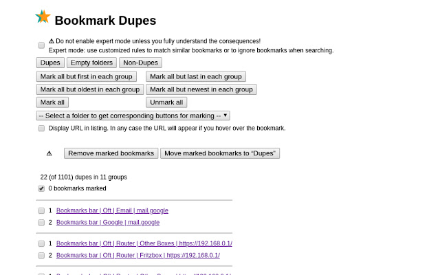 Bookmark Dupes chrome谷歌浏览器插件_扩展第1张截图