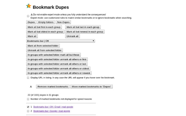 Bookmark Dupes chrome谷歌浏览器插件_扩展第2张截图